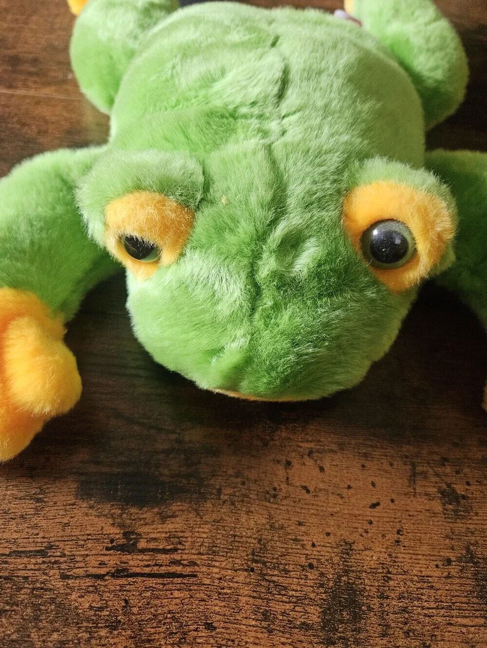 Vintage 1998 Ty Beanie Buddies Green & Yellow Plush Frog for Reptile Habitat
